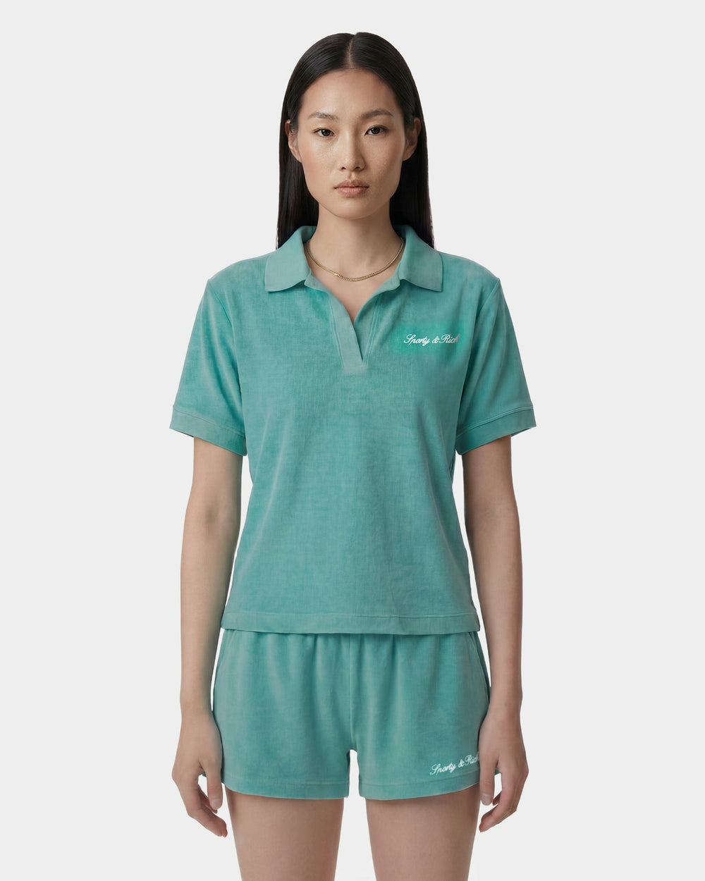 Signature Logo Terry Polo - Amalfi Green/White Sporty & Rich For Sale