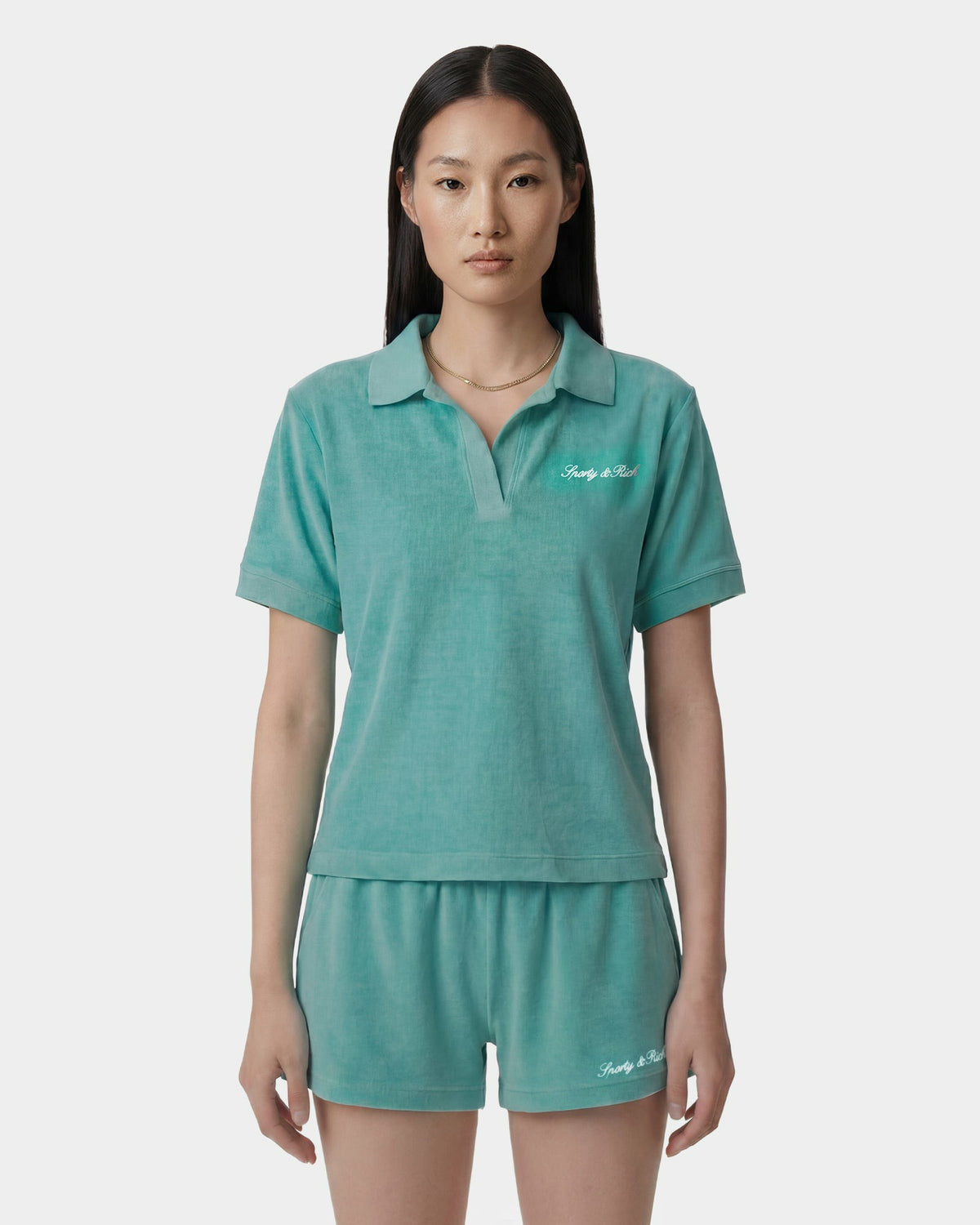 Signature Logo Terry Polo - Amalfi Green/White Sporty & Rich For Sale