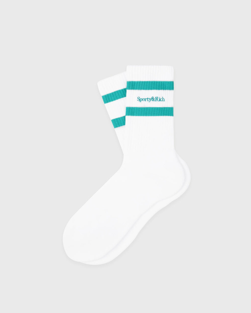 Serif Logo Socks - White/Amalfi Green Sporty & Rich Outlet
