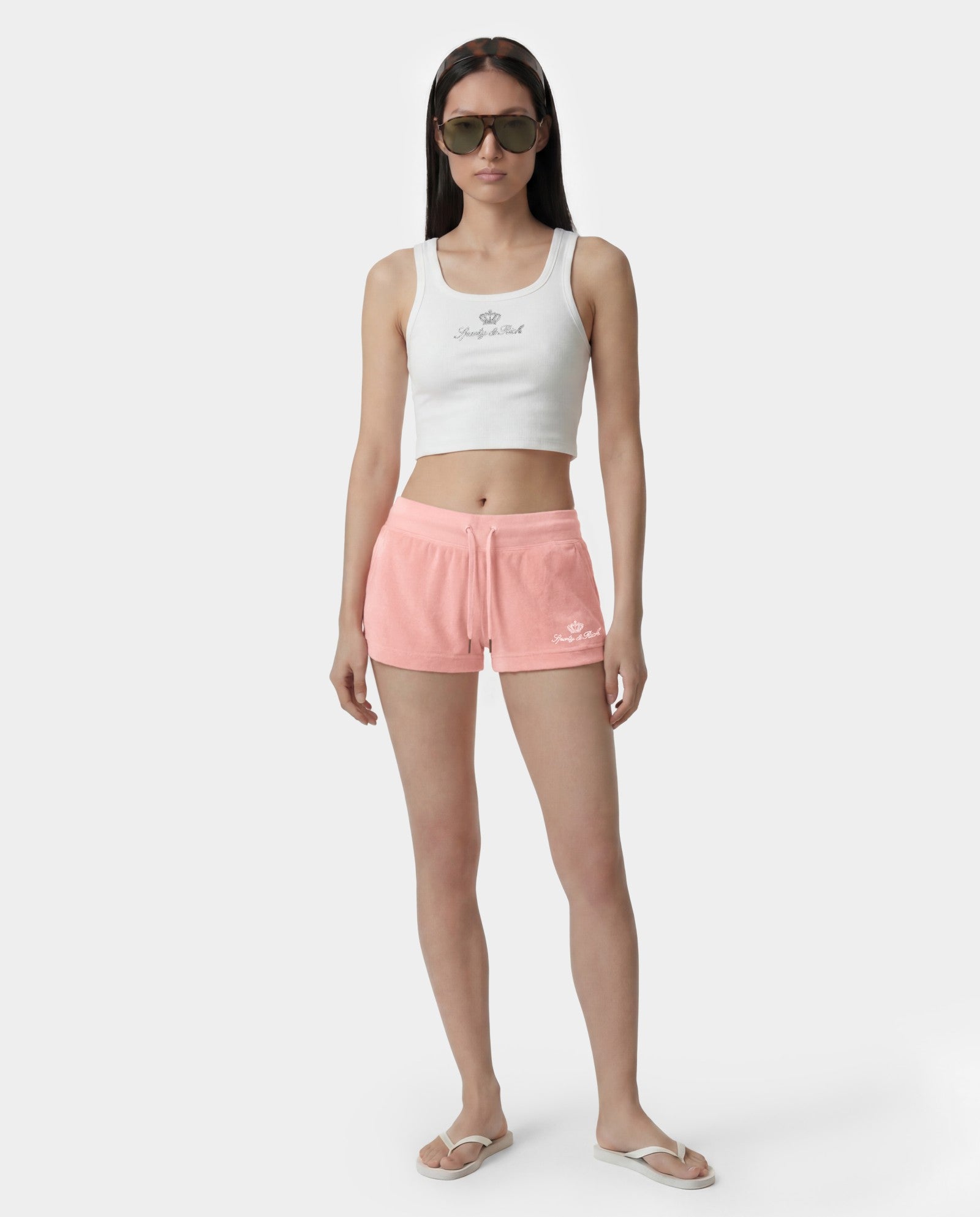 Juicy Script Velour Short - Rose Sporty & Rich Online