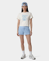 Juicy Script Velour Short - Sky Blue Sporty & Rich Discount