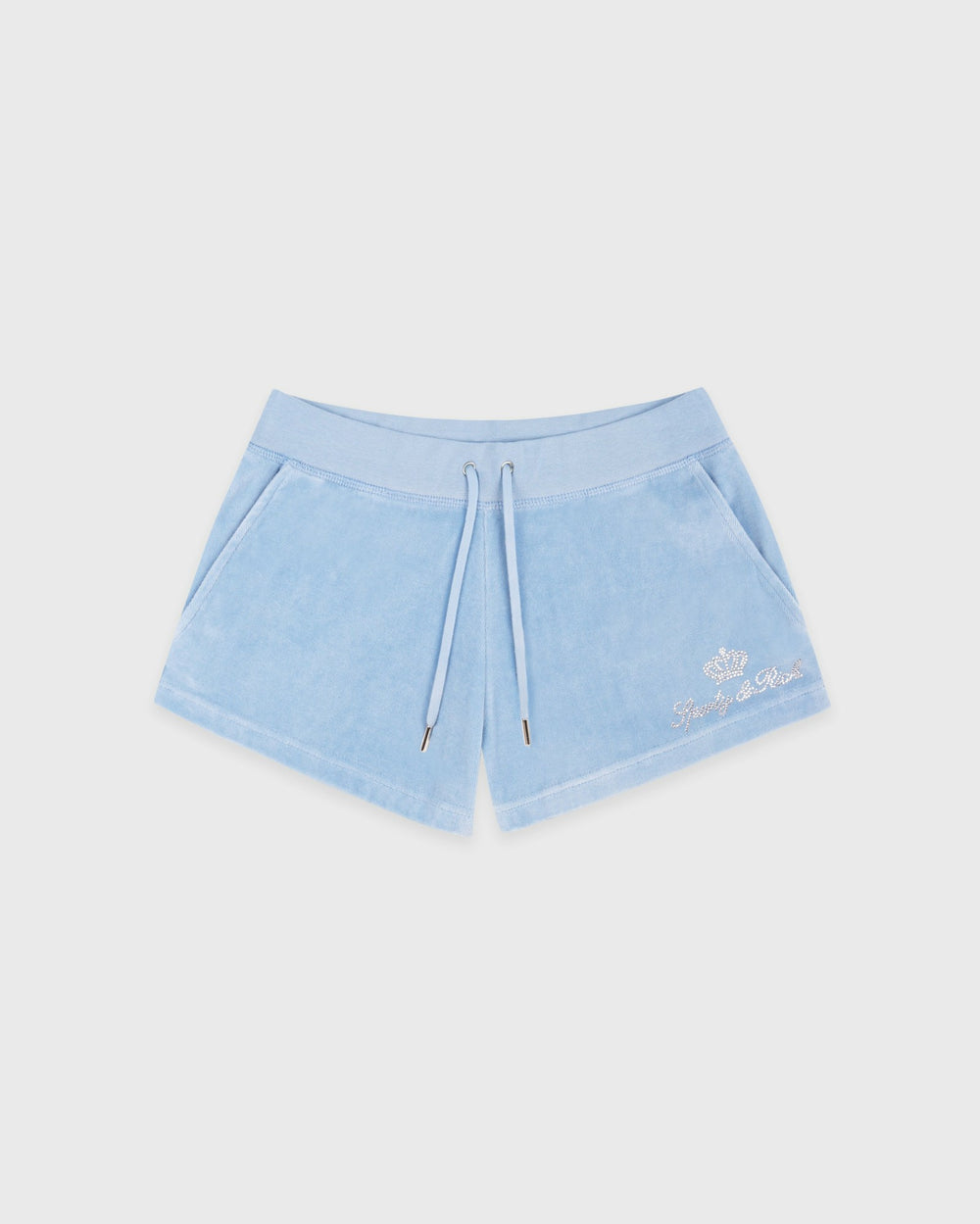 Juicy Script Velour Short - Sky Blue Sporty & Rich Discount