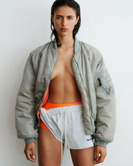 Serif Logo Embroidered Disco Short - Heather Gray/Navy Sporty & Rich For Sale