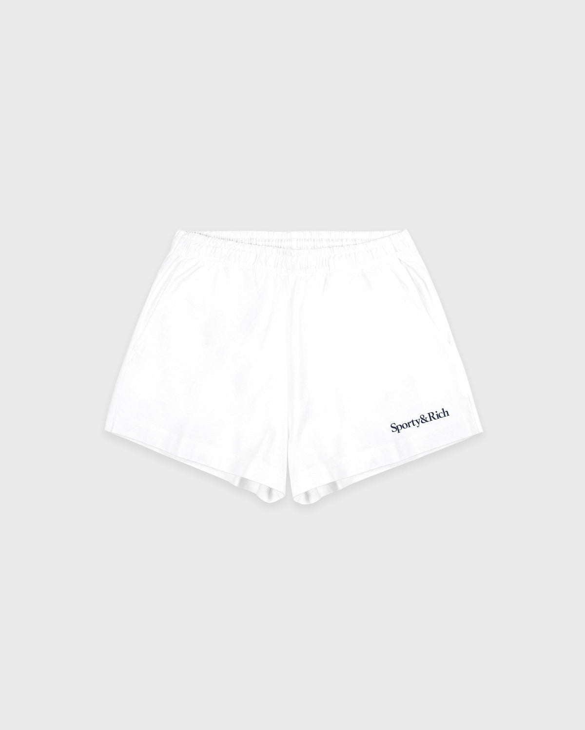 Serif Logo Embroidered Disco Short - White/Navy Sporty & Rich Outlet