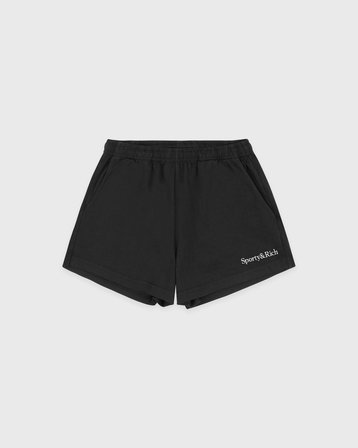 Serif Logo Embroidered Disco Short - Faded Black/White Sporty & Rich US