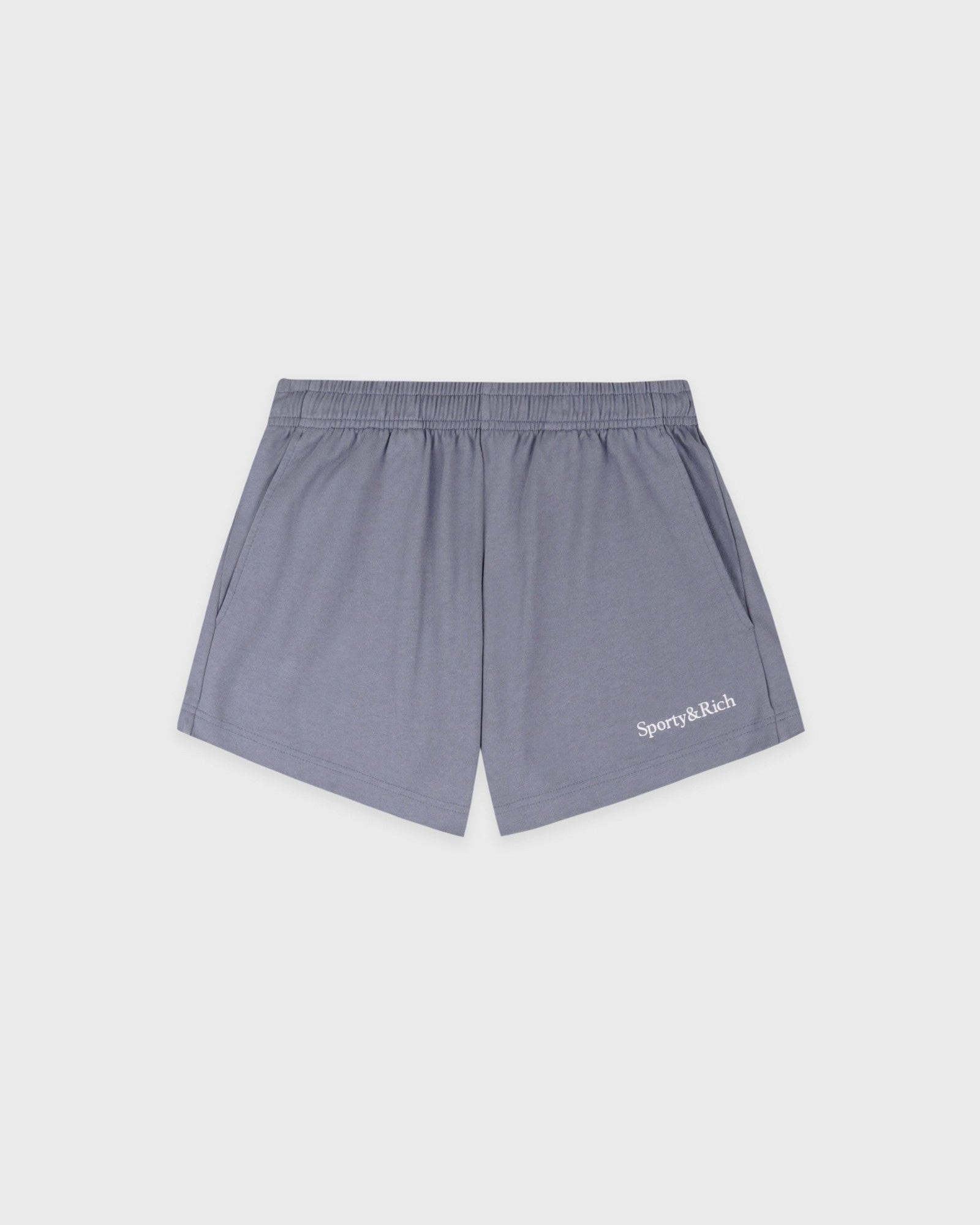Serif Logo Embroidered Disco Short - Faded Indigo/White Sporty & Rich Sale