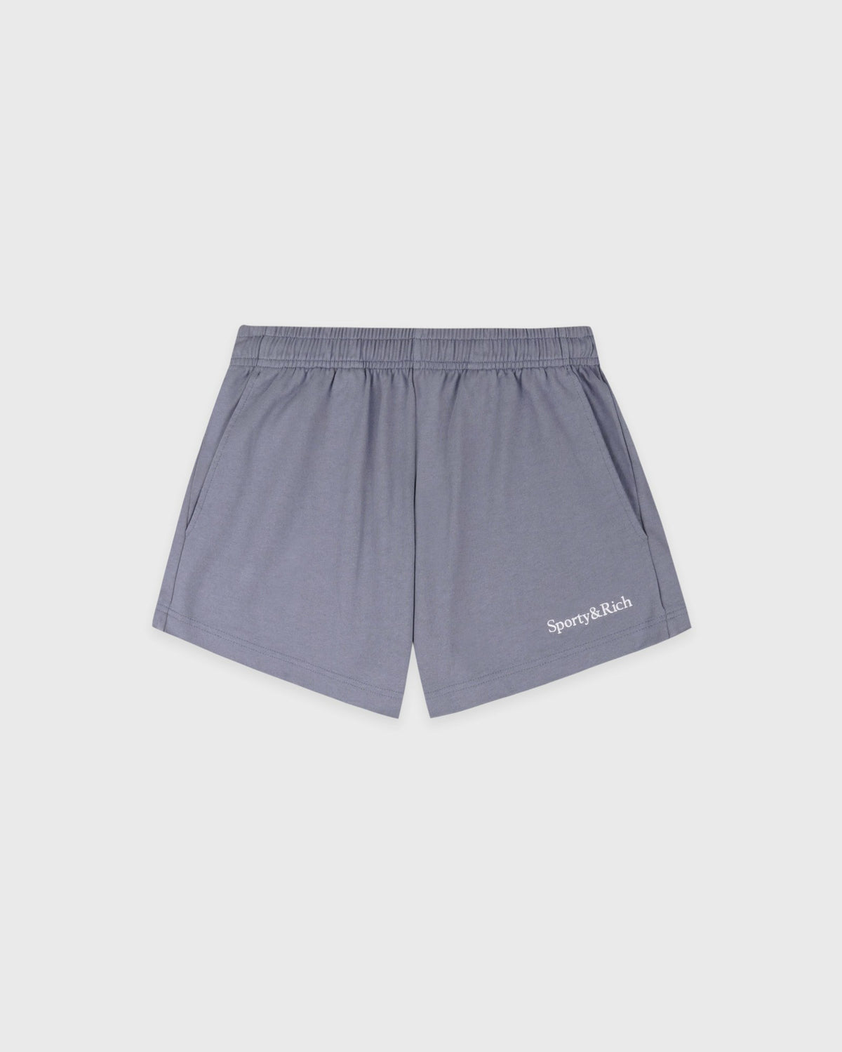 Serif Logo Embroidered Disco Short - Faded Indigo/White Sporty & Rich Sale
