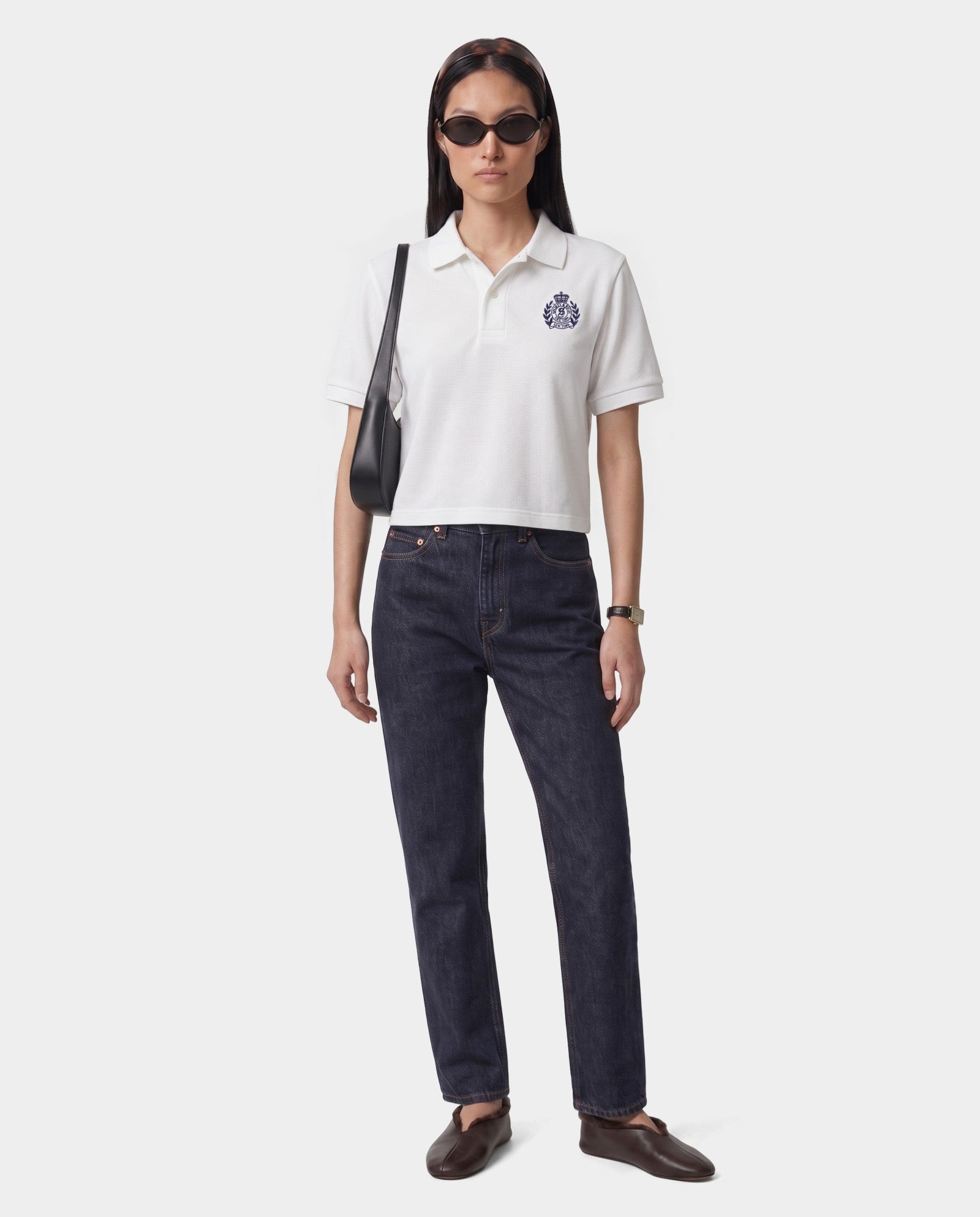 NY Crest Pique Polo - White Sporty & Rich Online