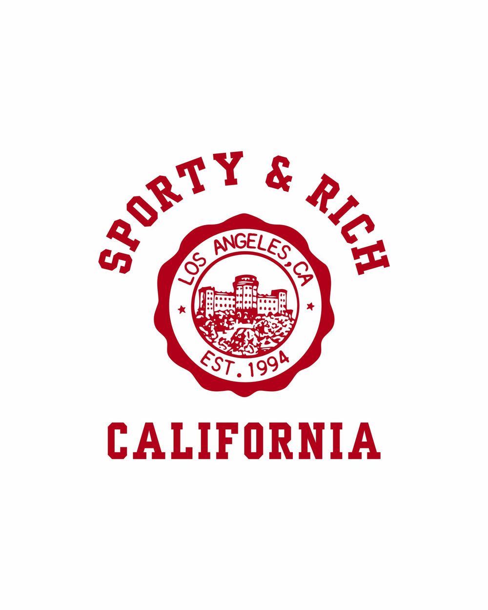 California Emblem Soft Ringer Tee - White/Ruby Sporty & Rich For Sale