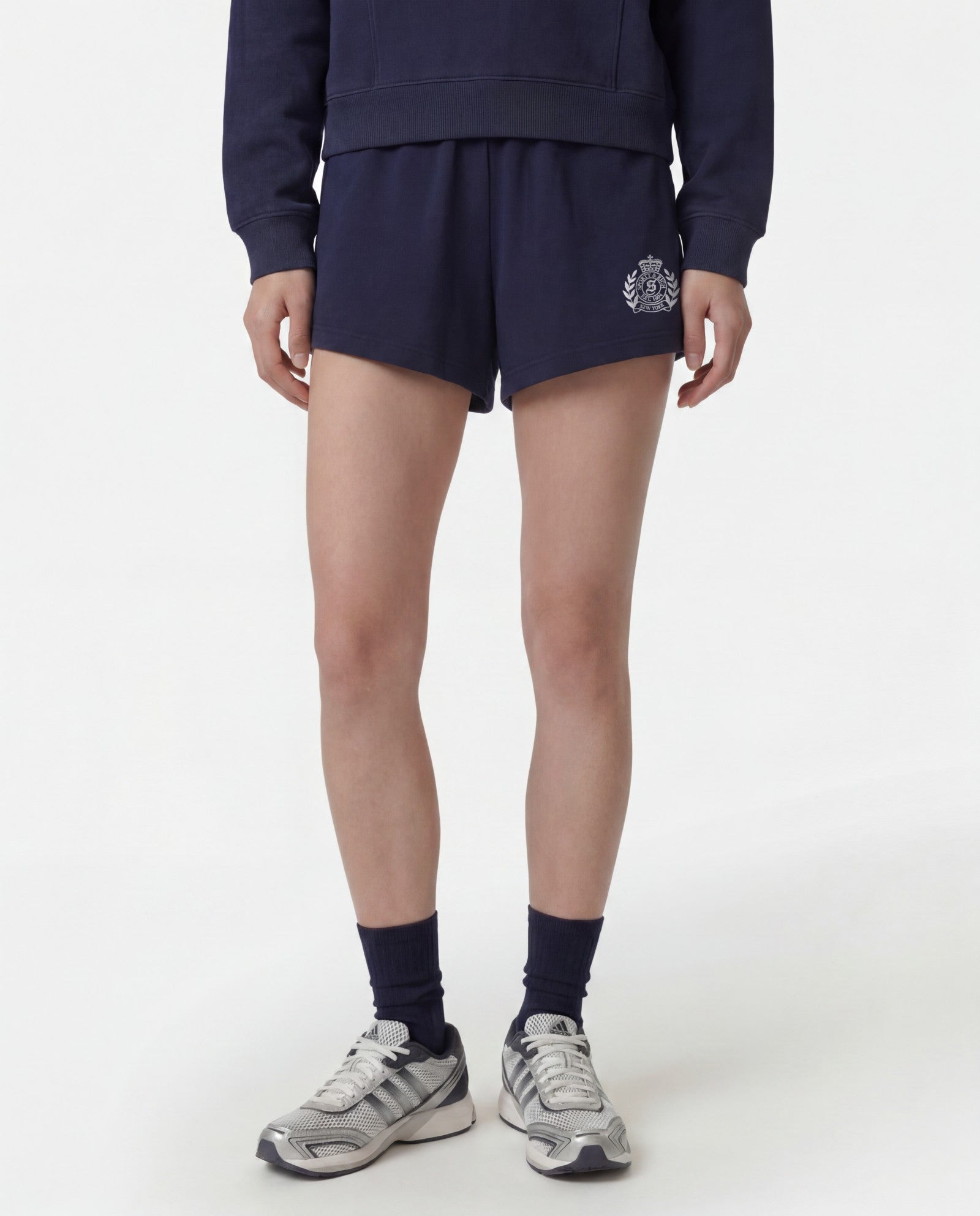 NY Crest Embroidered Disco Short - Dark Navy Sporty & Rich Outlet