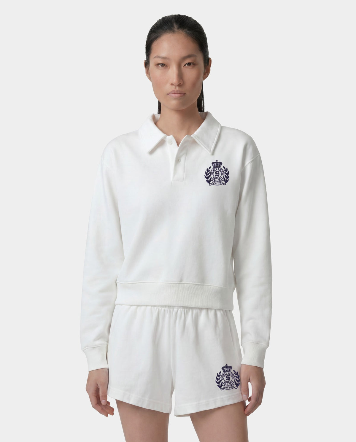 NY Crest Embroidered Polo - White Sporty & Rich Sale