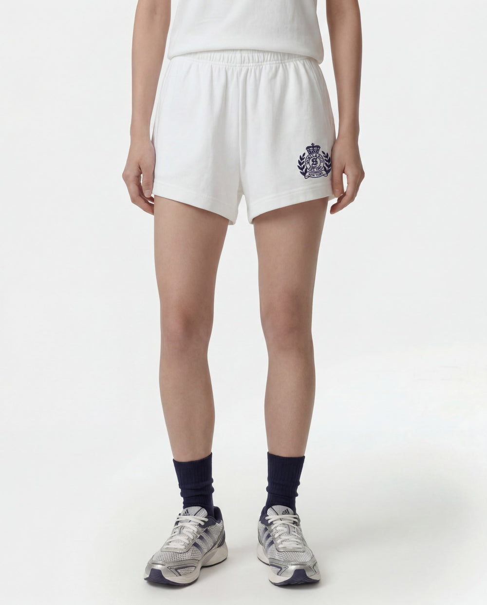 NY Crest Embroidered Disco Short - White Sporty & Rich Online