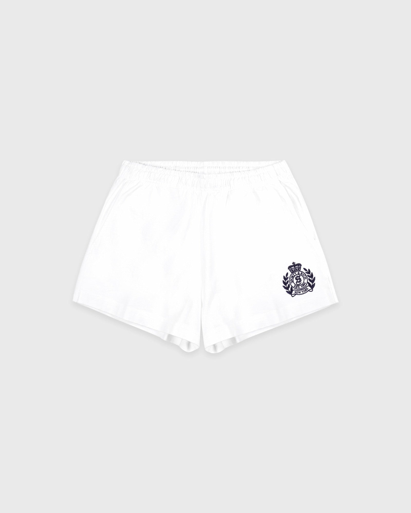 NY Crest Embroidered Disco Short - White Sporty & Rich Online
