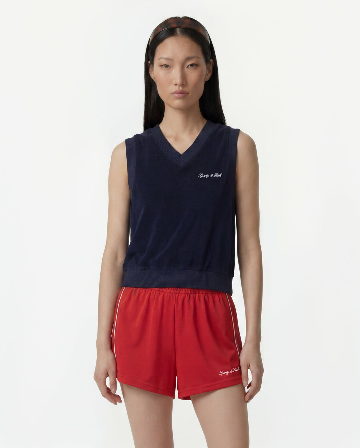 Signature Logo Terry Vest - Dark Navy Sporty & Rich Outlet