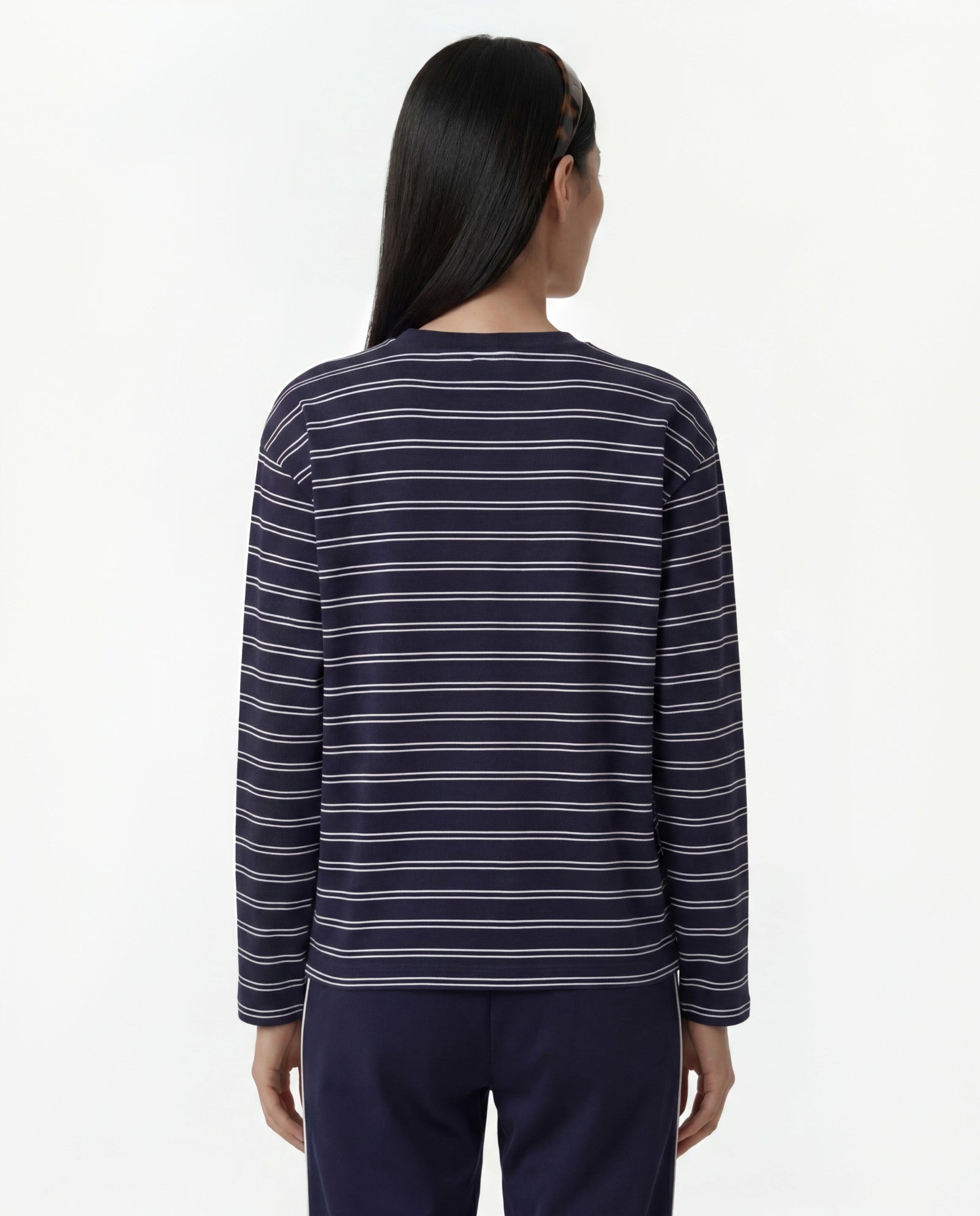 Signature Logo Easy Longsleeve - Dark Navy Sporty & Rich For Sale