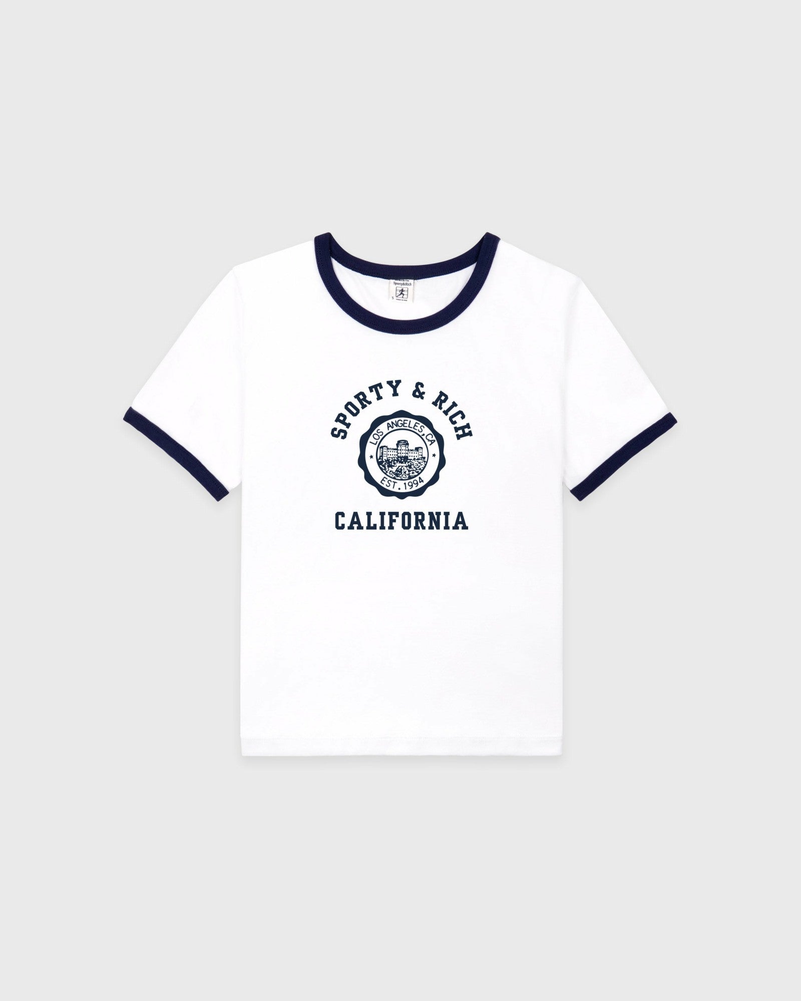 California Emblem Soft Ringer Tee - White/Dark Navy Sporty & Rich Online