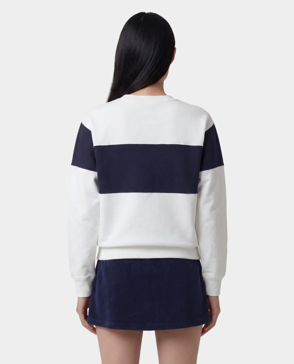 Signature Logo Block Crewneck - White Sporty & Rich Discount