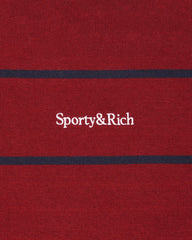 Serif Logo Rugby Polo - Merlot/White/Navy Sporty & Rich For Sale