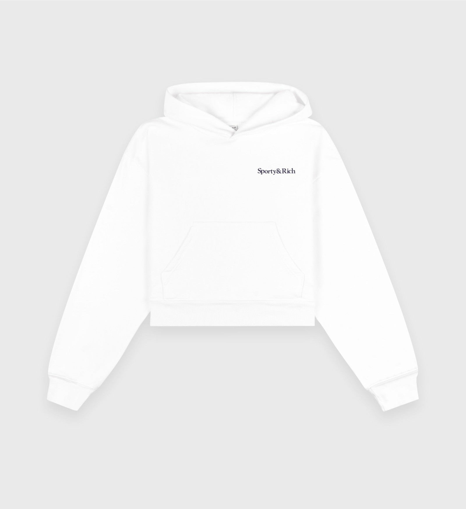 Health Is Wealth Soft Cropped Hoodie - White/Navy Sporty & Rich US