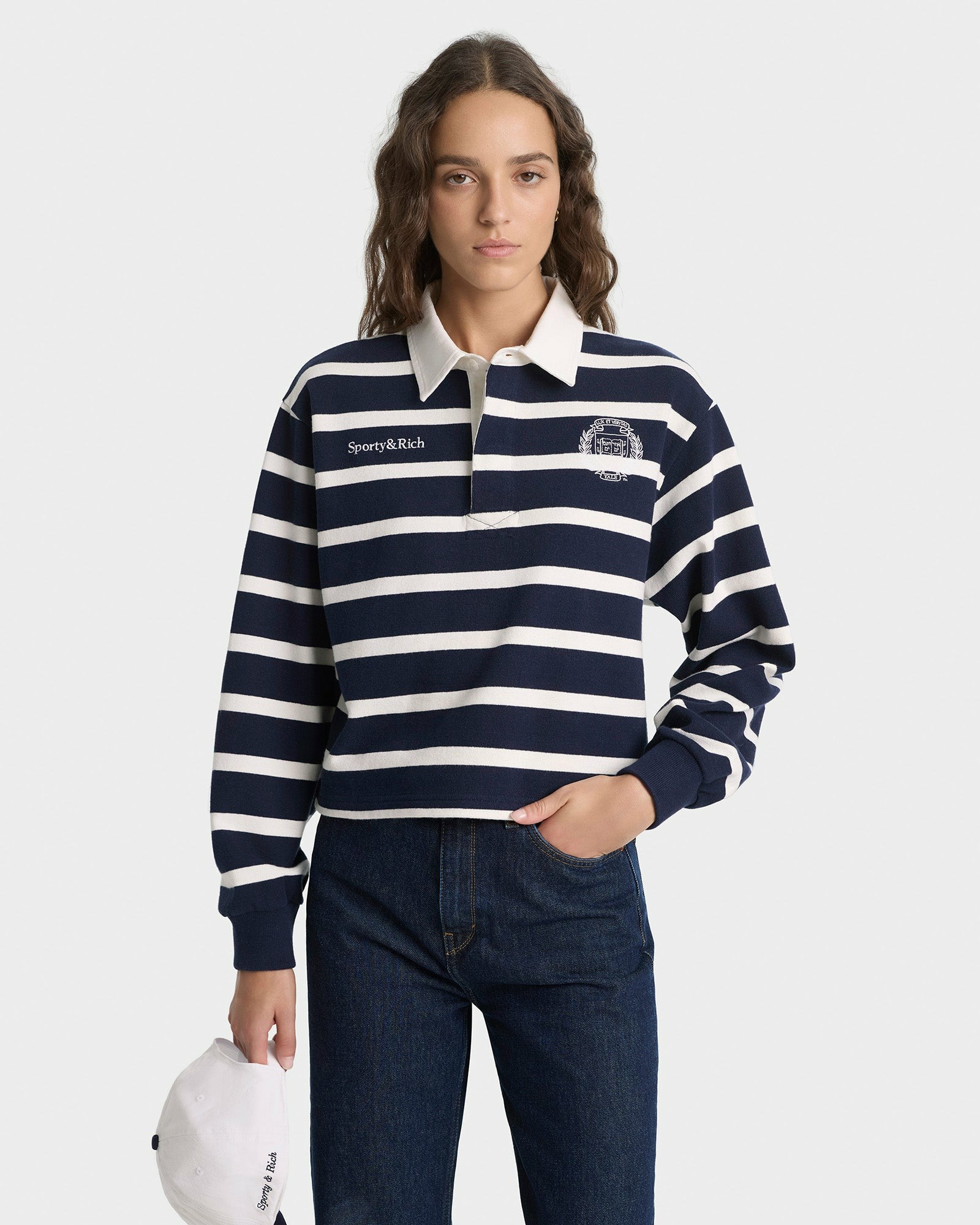 Yale Crest Rugby Polo - Navy/White Sporty & Rich Sale