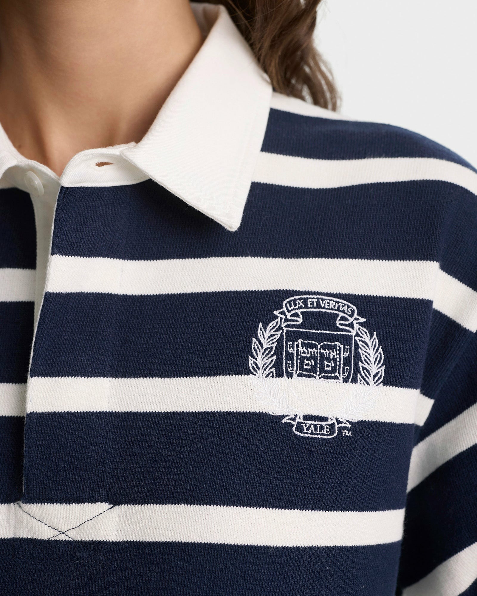 Yale Crest Rugby Polo - Navy/White Sporty & Rich Sale