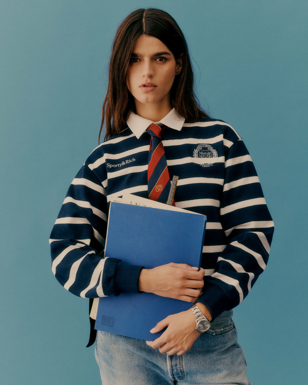 Yale Crest Rugby Polo - Navy/White Sporty & Rich Sale
