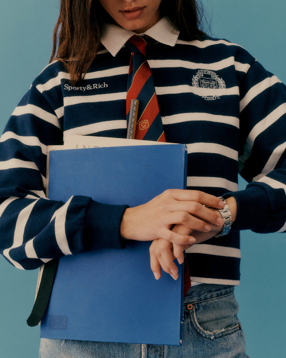 Yale Crest Rugby Polo - Navy/White Sporty & Rich Sale
