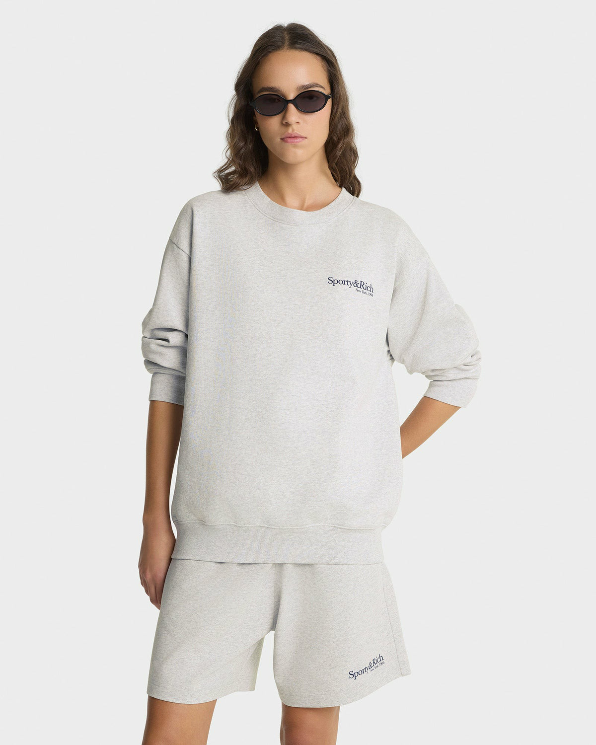 Run Club Crewneck - Heather Gray/Navy Sporty & Rich Online