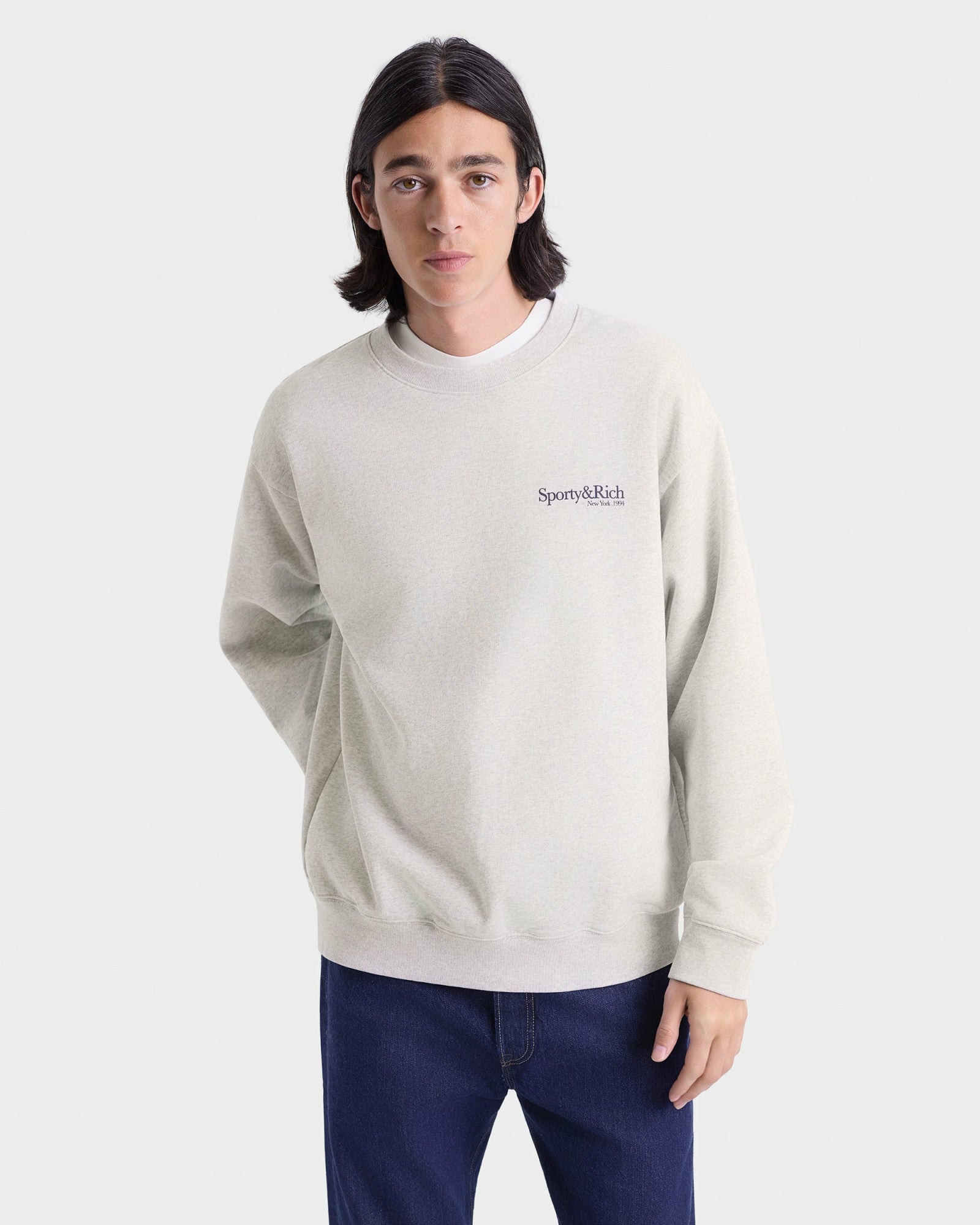 Run Club Crewneck - Heather Gray/Navy Sporty & Rich Online