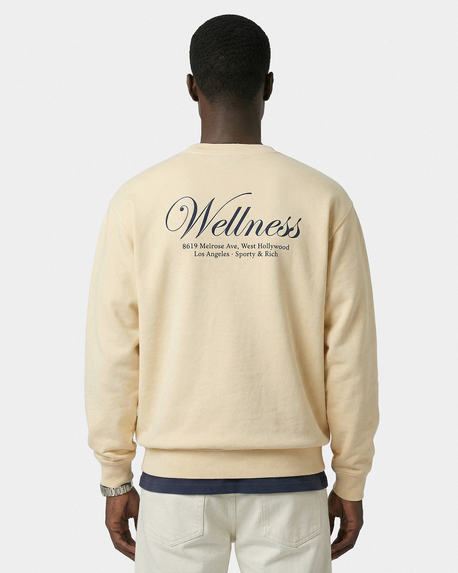 Avenue Crewneck - Almond/Navy Sporty & Rich Discount