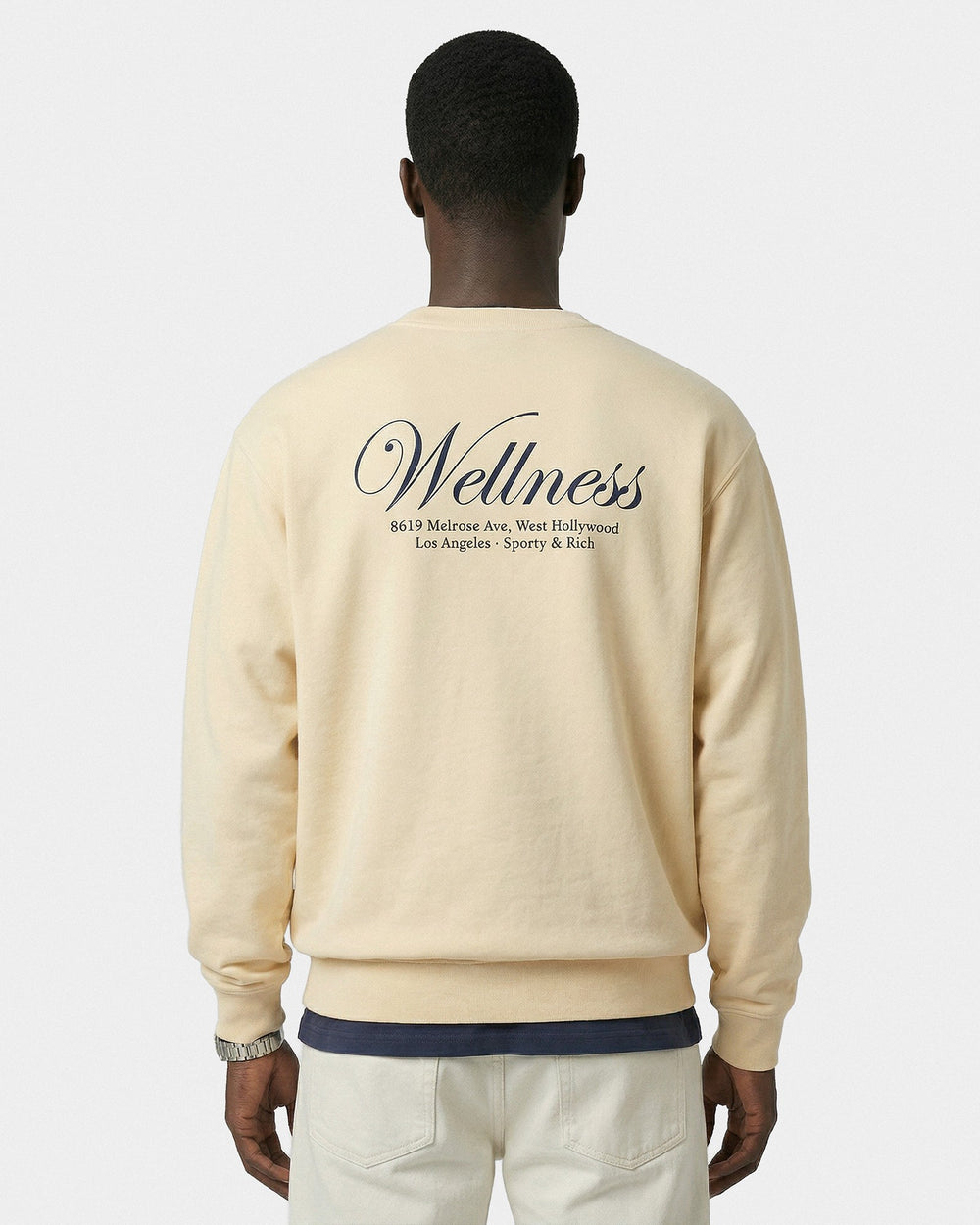 Avenue Crewneck - Almond/Navy Sporty & Rich Discount