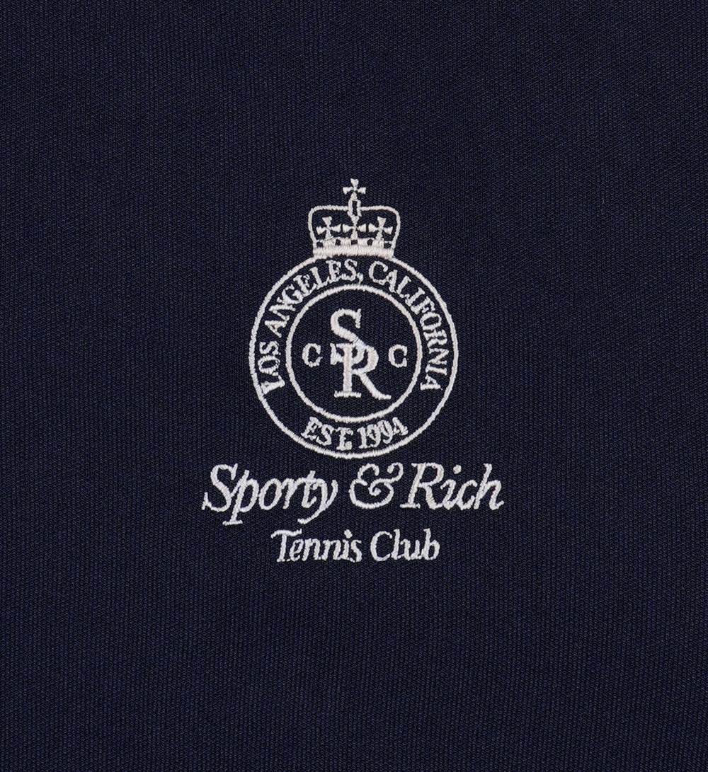 Crown 70s Pique Polo - Navy/White Sporty & Rich For Sale
