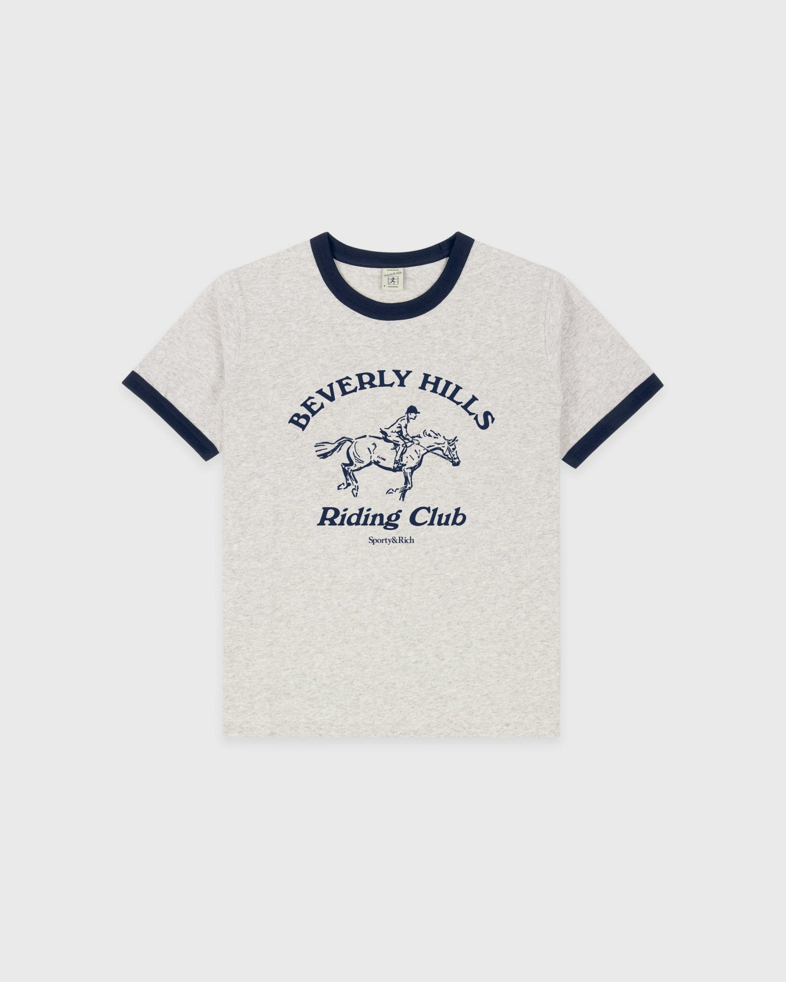 BH Riding Club Ringer Tee - Heather Gray/Dark Navy Sporty & Rich Outlet