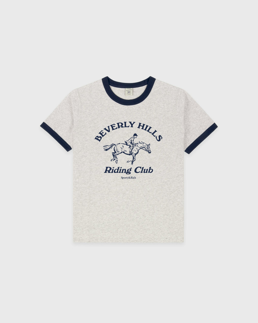 BH Riding Club Ringer Tee - Heather Gray/Dark Navy Sporty & Rich Outlet