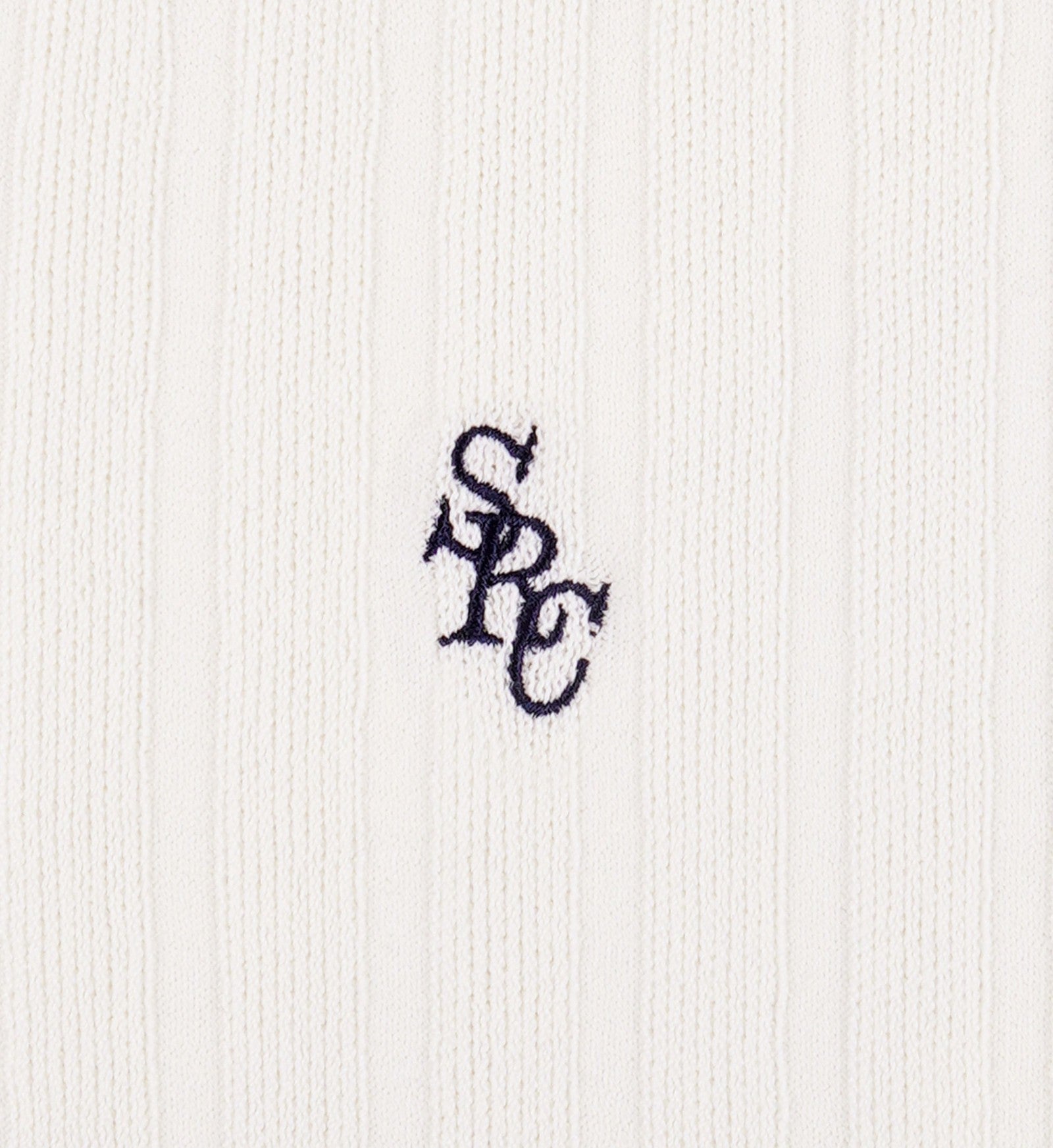 SRC Ribbed Polo - Ecru/Navy Sporty & Rich Discount