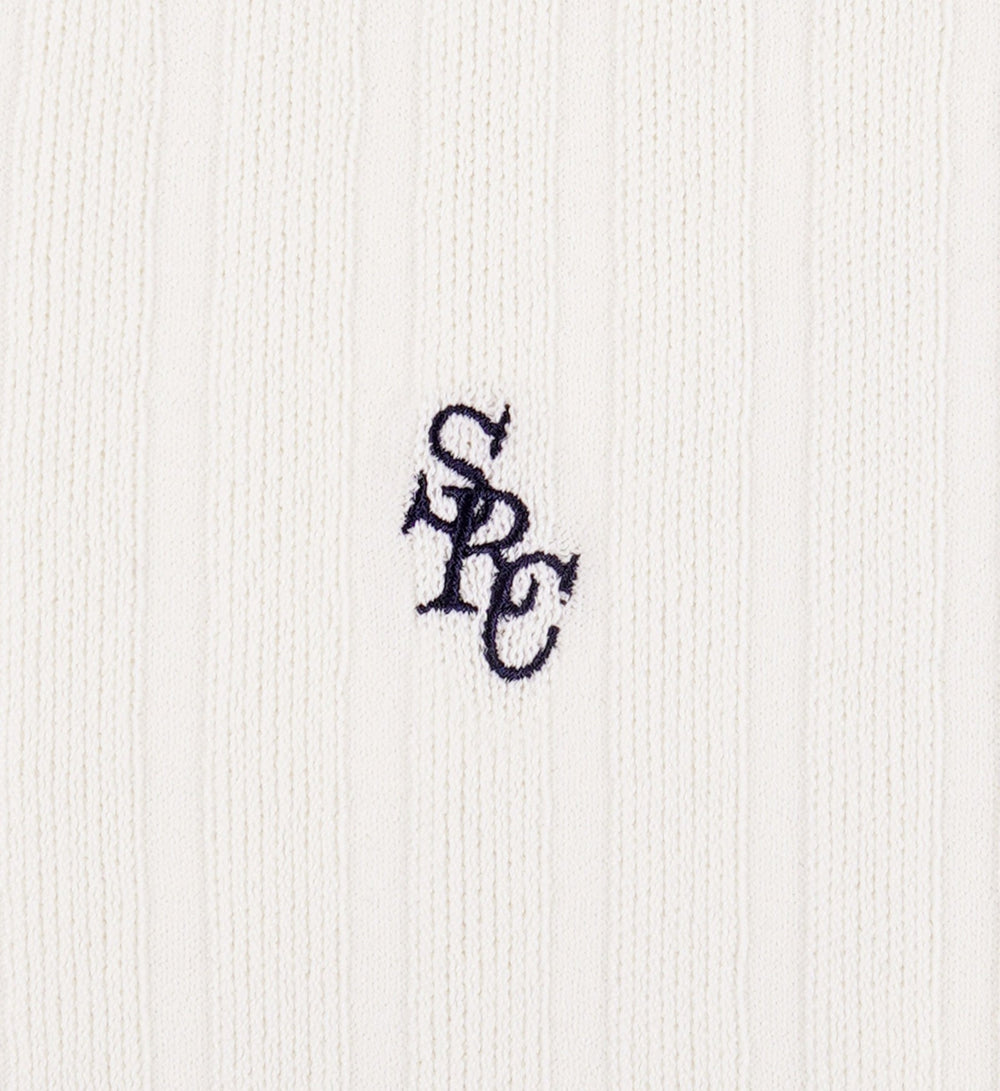 SRC Ribbed Polo - Ecru/Navy Sporty & Rich Discount