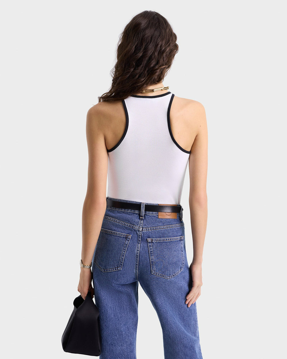 SRHWC Ribbed Tank - White/Black Sporty & Rich Outlet