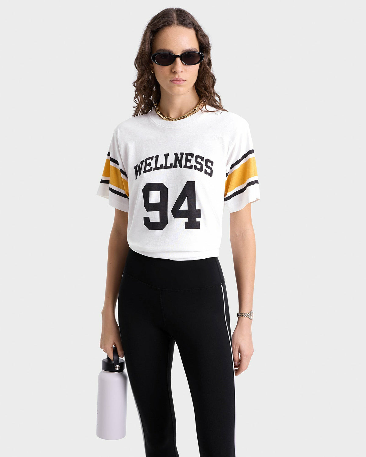Wellness 94 Rugby Tee - White/Faded Gold/Faded Black Sporty & Rich US