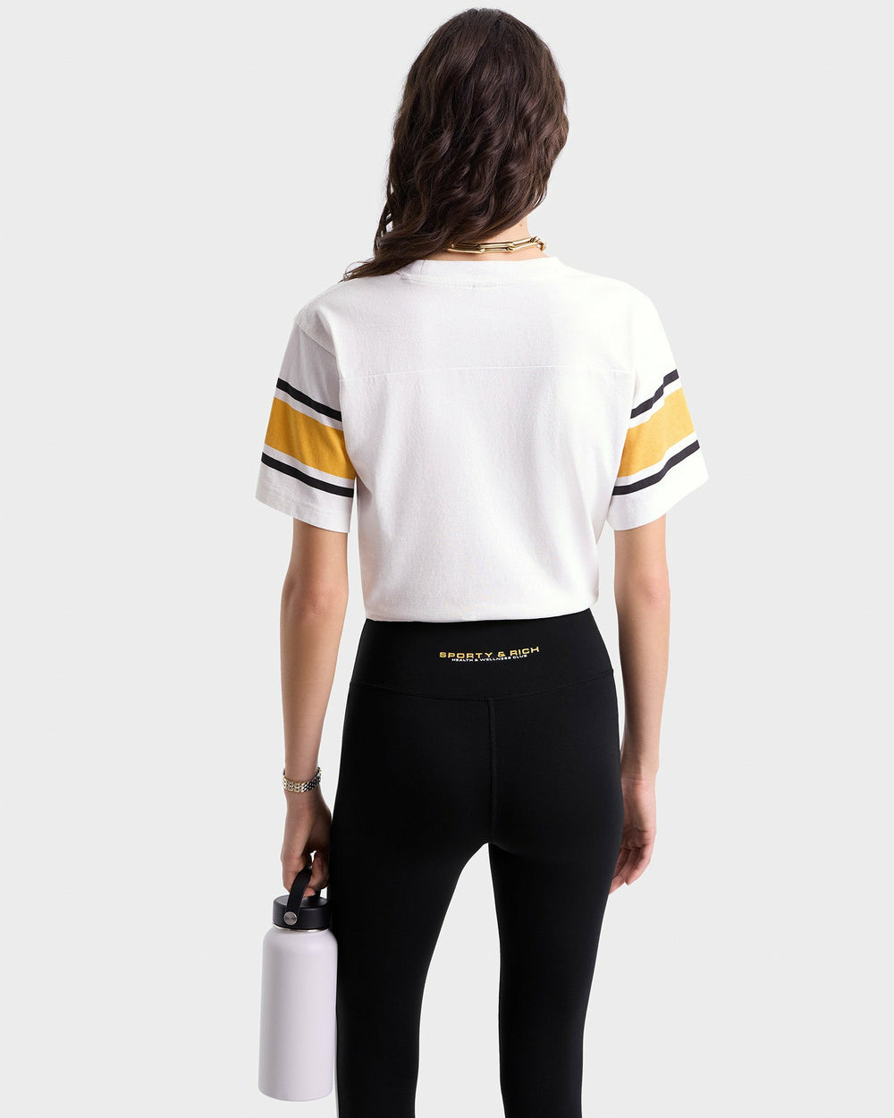 Wellness 94 Rugby Tee - White/Faded Gold/Faded Black Sporty & Rich US