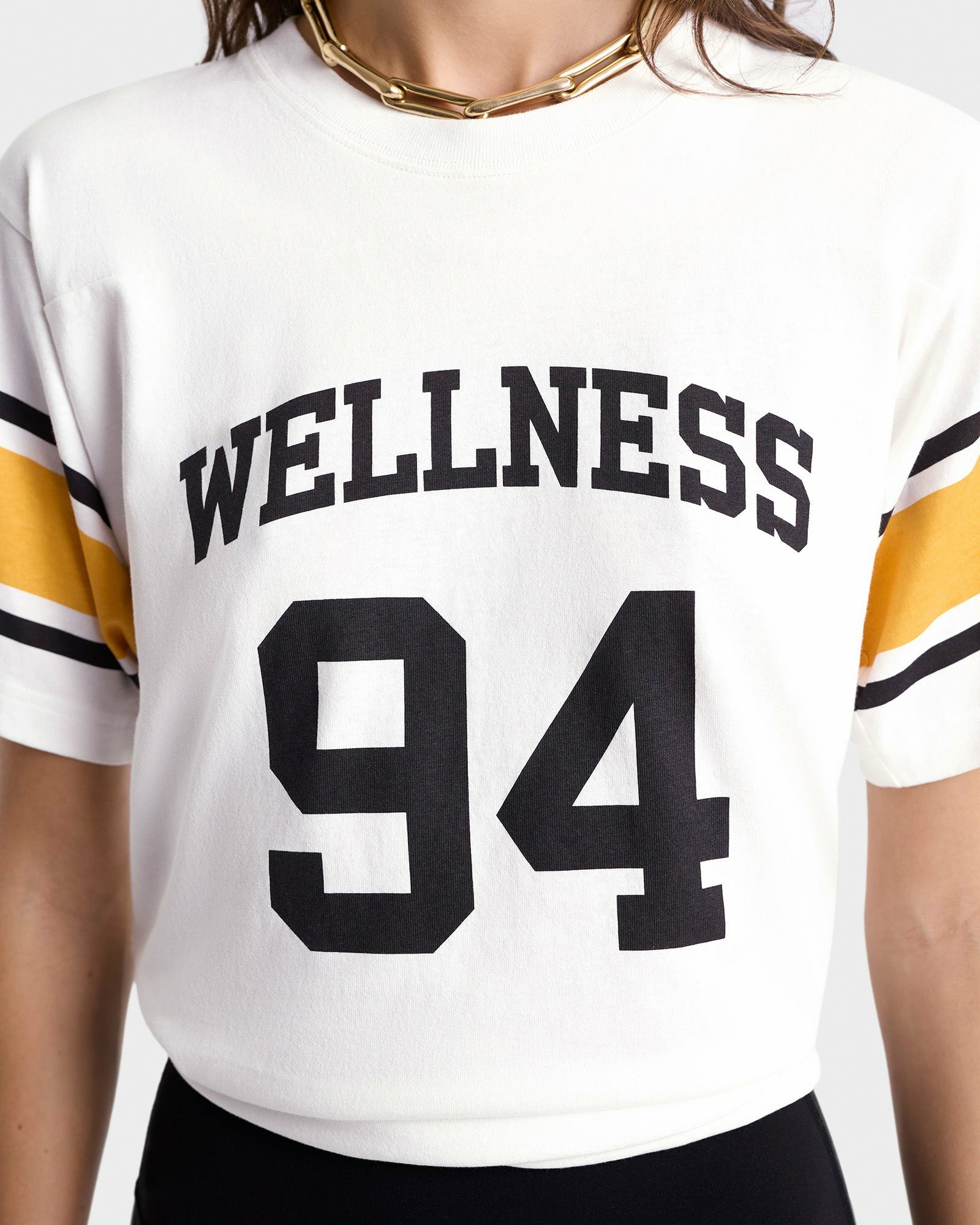 Wellness 94 Rugby Tee - White/Faded Gold/Faded Black Sporty & Rich US