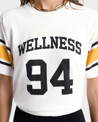 Wellness 94 Rugby Tee - White/Faded Gold/Faded Black Sporty & Rich US