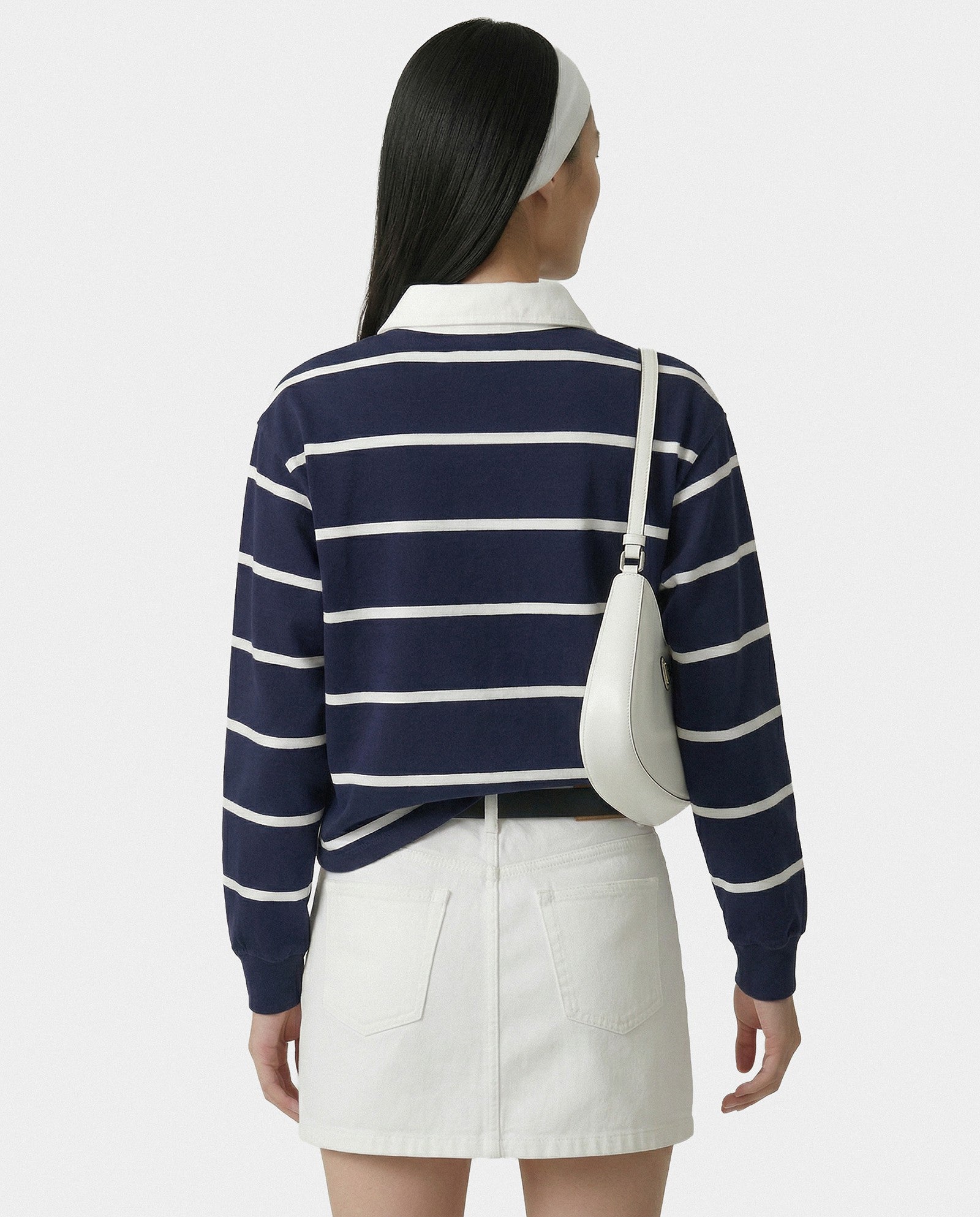 Serif Logo Rugby Polo - Navy/White Sporty & Rich Discount