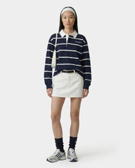 Serif Logo Rugby Polo - Navy/White Sporty & Rich Discount