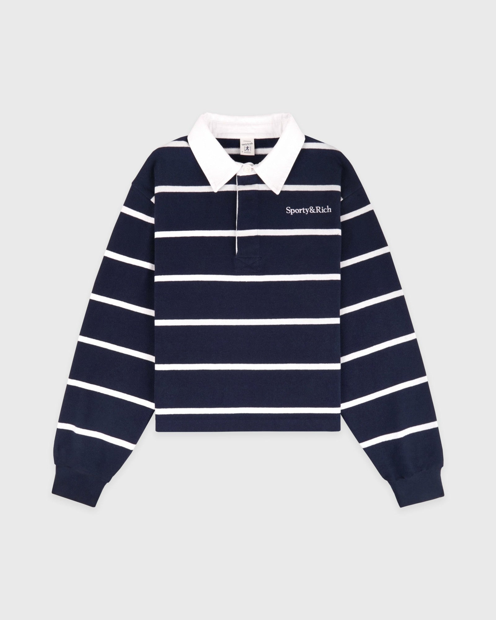 Serif Logo Rugby Polo - Navy/White Sporty & Rich Discount