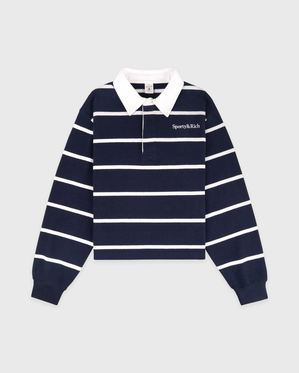 Serif Logo Rugby Polo - Navy/White Sporty & Rich Discount