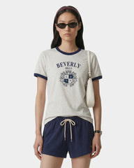 BH Crest Soft Ringer Tee - Heather Gray/Navy Sporty & Rich For Sale
