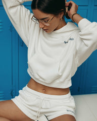 Serif Logo Soft Disco Short - White/Navy Sporty & Rich Outlet