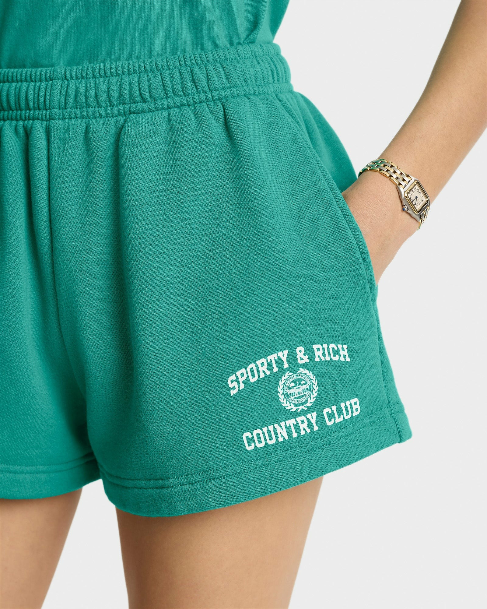 Varsity Crest Soft Disco Short - Spring Green/White Sporty & Rich US