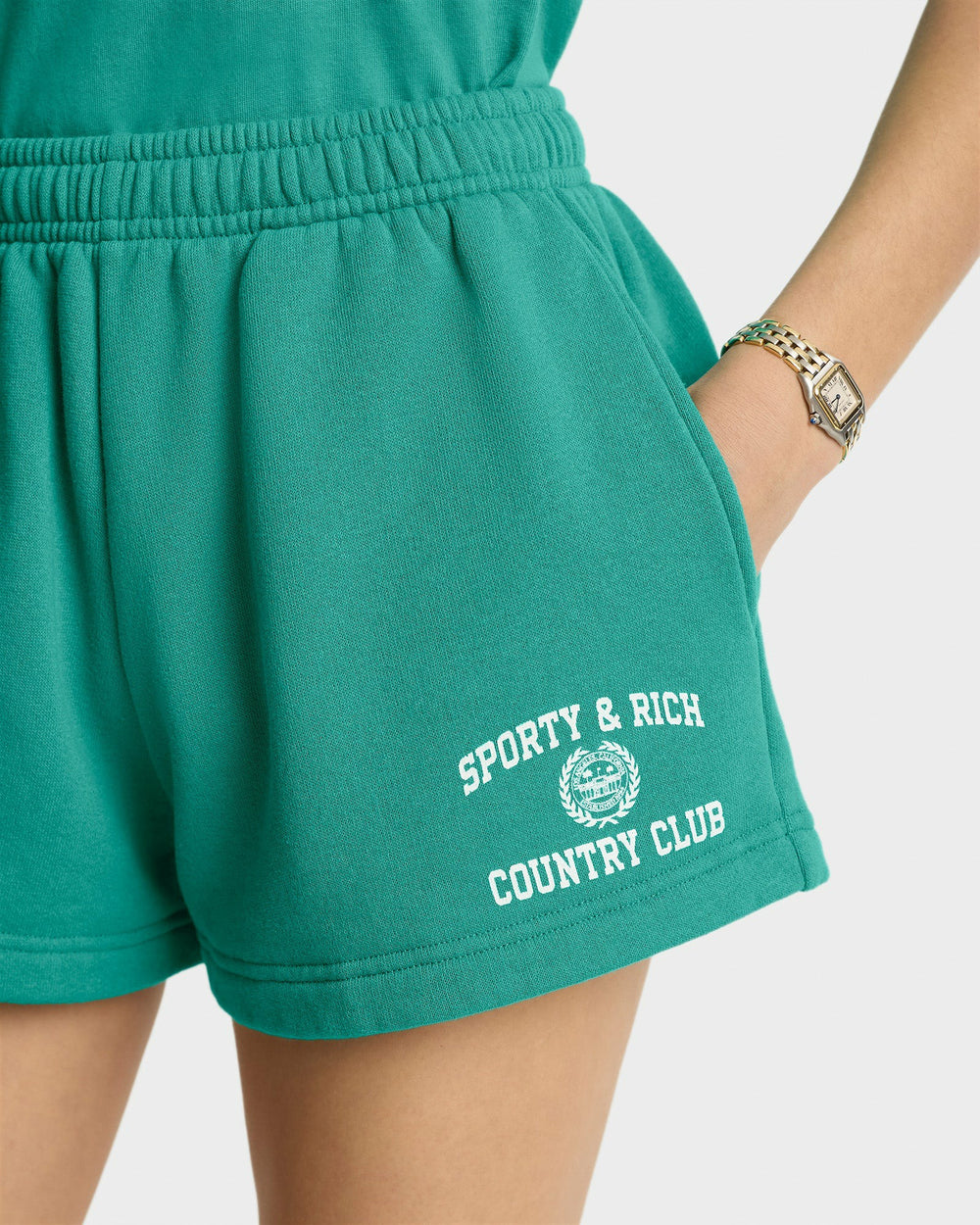 Varsity Crest Soft Disco Short - Spring Green/White Sporty & Rich US