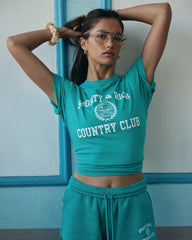 Varsity Crest Soft Disco Short - Spring Green/White Sporty & Rich US